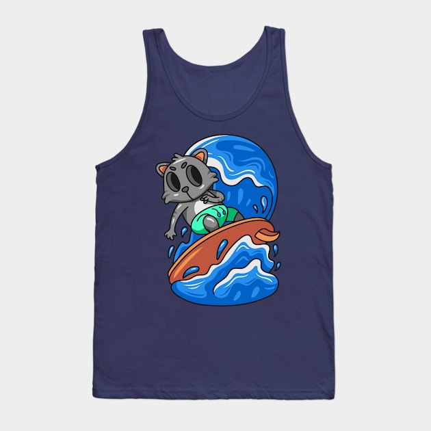 Cat Surfer Tank Top by yellowline